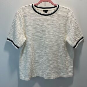 Ann Taylor Ivory Knit Top with Black Accents